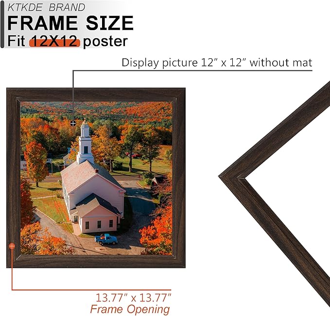 KTKDE 12x12 Picture Frame Set of 3, Walnut Wooden frames, Wall Hanging Display, Best Square Photo Frame Studio Gallery for Photos, Posters & Art Prints