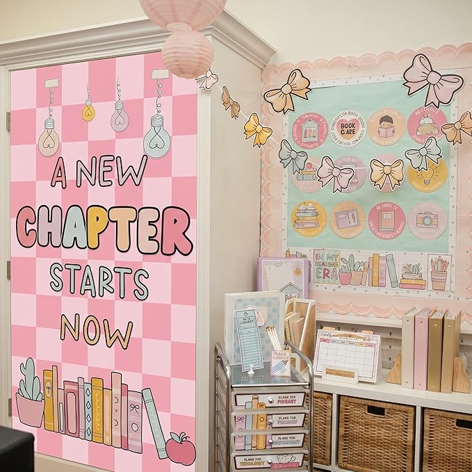 Hahafelt 16 in x 40 Ft Fabric Bulletin Board Roll Pink Plaid Bulletin Board Classroom Non Woven Background Decorations Waterproof Wrinkle Resistant Fabric Roll for Back to School Wall Decor