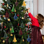 EASY JOY 6 PCS Christmas Honeycomb Paper Ornaments Paper Glitter Edged Small Christmas Tree Ornaments Decorative Hanging Ornaments for New Years Party,Winter Xmas Party,Holiday Home Decor