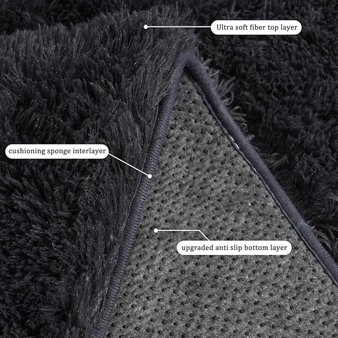 Rugs for Living Room 6x9, Soft Shaggy Modern Shag Area Rug for Bedroom, Upgrade Non-Slip Plush Fluffy Carpet for Kids Boys Girls Room Home Decor Aesthetic, Charcoal Gray