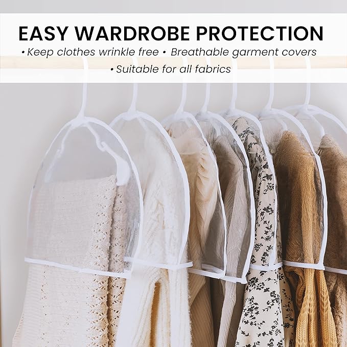 Handy Laundry Clear Vinyl Shoulder Covers - Set of 16 Garment Protectors Keep your Suits, Dresses, Blouses, & Dust Free - Protect and Store your Clothing while In and Out of Season (Pack of 2)