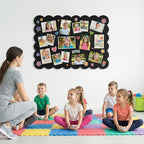Scalloped Black Felt Bulletin Board 36x24 Inches - Self-Adhesive Foldable, with 30 Pushpins, Cork Board Alternative - Decorative Pin Board for Wall, Home, Office & School (Black, 36"x 24")