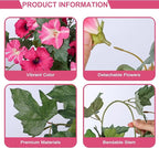 HyeFlora Artificial Flowers for Outdoors 2PCS Spring Faux Morning Glory Look Real Silk Flowers for Outside Planter UV Resistant Fake Flowers for Home Garden Balcony Yard Porch Deco (Pink)
