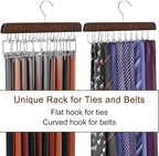 TOPIA HANGER 20 Hooks Belt Tie Hanger Space Saving for Closet, 2 IN 1 Belt Ties Racks Max 30 Belts with 30 Ties Capacity, Curved with Flat Hooks for Belts,Ties,Bras,Closet Organizers and Storage CT69A