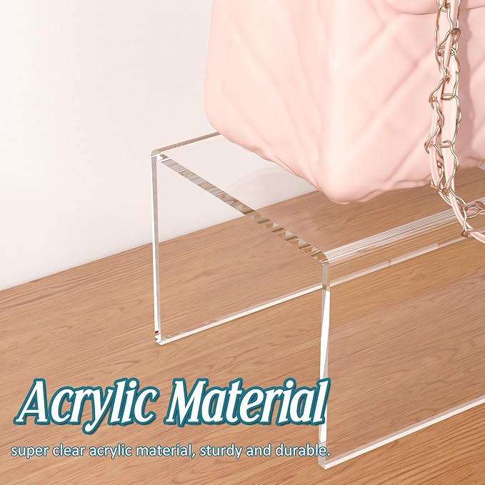 Acrylic Shelf Riser 10x5.1x4 pack of 2, Clear Acrylic Stand for Figure, Cosmetics, Bags, Shoes, Toys, Collectibles, 10x5.1x4 Inch