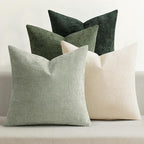 MIULEE Pack of 4 Couch Throw Pillow Covers 20x20 Inch Neutral Green Soft Decorative Chenille Pillow Covers Farmhouse Accent Cushion Covers for Boho Spring Home Decor Sofa Bedroom Living Room