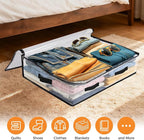 4 Pack Under Bed Storage Bags, 60L Foldable Clear Storage Containers with Handles, Dual Zippers for Comforter, Clothes, Bedding, Linen Sheets, Sweaters, Blanket Storage