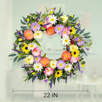 VioletEverGarden Spring Wreaths for Front Door 22 Inch Spring Wreath 6 Colors Summer Wreath with Lavender Daisy and Eucalyptus for Indoor Outdoor Holiday Celebration