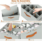 2 Pack Shoe Organizer for Closet,Foldable Shoe Storage Organizer with Adjustable Dividers, Shoe Storage Box with Clear Cover, Fits up to 16 Pairs, Gray