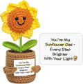 Funny Fathers Day Dad Gifts from Daughter Son - Handmade Positive Crochet Sunflower Gift for Dad Cool Daddy Presents, Small Cute Stuff Things, Positive Emotional Support Gifts Idea for Father