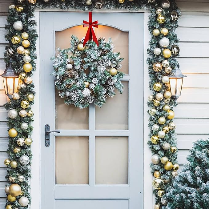 2Pack Bow Wreath Hangers for Front Door,Christmas Decoration Metal Bow Door Wreath Hanger,Over The Door Christmas Wreath Hooks