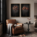 Framed Vintage Botanical Wall Art for Living Room, Set of 2 Piece Black Neutral Moody Floral Canvas Prints, Minimalist Modern Farmhouse Flower Wall Decor for Bedroom Office Dining Room, 16x24 Inch