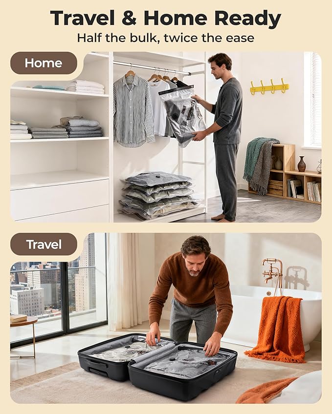 BAGSMART Rechargeable Wireless Pump Travel Storage Bags Set, Portable Space Saver Bags for Travel & Home, Vacuum Compression Seal Bag for Clothing- 18 combo bags