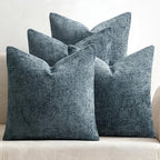 MIULEE Pack of 4 Couch Throw Pillow Covers 20x20 Inch Navy Blue Soft Decorative Chenille Pillow Covers Farmhouse Accent Cushion Covers for Boho Home Decor Sofa Bedroom Living Room