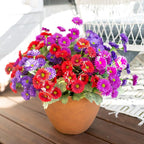 HyeFlora Artificial Flowers for Outdoors Fake Plants Spring Outside Decoration, 6 Bundles Dahlia Silk Daisy Realistic UV Resistant Faux Flowers for Outdoor Planter Balcony Porch Yard Garden Home, Mix