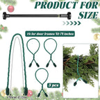 Leinuosen Christmas Front Door Garland Hanger 43-74 Inch Adjustable Christmas Wreath Hanger Stainless Steel Retractable Rod with 3 Green Tie Ropes No Nail Screw No Damage for Xmas DIY Hanging(Black)