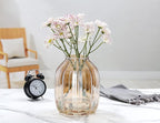 Large Amber Glass Vase for Flowers Ribbed Tall Gold Floor Vase 8.0" Decorative Vases for Home Table Centerpieces Flowers Decor and Farmhouse(Brown 8.0in)