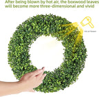 Spring Wreath, 20 inch Boxwood Wreaths for Front Door, Summer Wreaths with UV Protection, Green Artificial Wreath for Farmhouse, Room Indoors, Outdoors, Corridors, Offices, for All Seasons