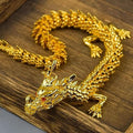 LIYAOLI 3D Golden Dragon Decor, Gold Articulated Dragon Statue Metal Toy for Boys, Chinese Dragon for Desk and Home Office, 9 Inch Luck Dragon