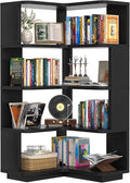 Armocity Corner Book Shelf - 5 Tier Corner Bookshelf Etagere Bookcase with Baffle, Freestanding L Shaped Display Shelf Stand for Home Office, Living Room, Bedroom, Kitchen, Black