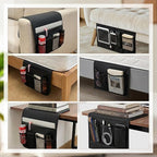 Bedside Caddy Organizer & Remote Control Holder for Couch, Non-Slip Armchair Caddy Storage with Multiple Pockets, TV Remote Holder for Bed, Sofa Armrest Organizer for Glasses Phone Magazine(2pcsBlack)
