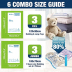 Vacuum Storage Bags Jumbo and XXL, Extra Large Vacuum Seal Bags for Bedding Blankets Comforters Clothing (3J+3XXL)