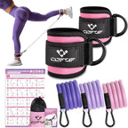 Ankle Resistance Bands with Cuffs, Ankle Bands for Working Out, Kickbacks Hip, Leg Glute Exercise Equipment with Training Poster, Resistance Workout Equipment for Women