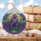 Celtic Knot Stained Glass Hanging Ornament - Christmas Tree Decoration, Holiday Ornament, Gift Idea