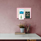 Small Linen Bulletin Board,10.2"x14.2" Pink Wood Frame Bulletin Boards,Beige Linen, Pin Board for Home Kitchen Office Decorative(PK-2636)