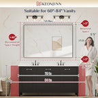 Keonjinn Black Mirror for Bathroom 60 x 40 Inch, Rectangular Matte Black Large Wall Vanity Mirrors, Metal Framed Rectangle Farmhouse Mirror, Modern Square Corner Framed Mirrors(Horizontal/Vertical)
