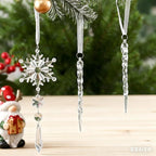 Christmas Ornaments for Tree Decorations - Hanging Acrylic Snowflake & Icicle Christmas Pendants for Winter Xmas Tree,New Year Party Supplies,DIY Holiday Décor