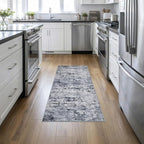 2'x5'Runner Rug Washable Rug: Modern Abstract Soft Thin Runner Rug Grey