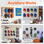 HOUSE DAY Adhesive Hat Hooks for Wall 32 Pack, Strong Hat Rack for Baseball Cap Display Organizer, Hats Holder for Wall, Door, Closet, No Drilling, Black