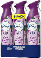Febreze Air Mist, Air Freshener Spray, Odor Fighting Room Spray, Deodorizer for Home Bathroom Kitchen Office Apartment Dorm Room Classroom, Lilac Sunrise Scent, 8.1oz (Pack of 3)