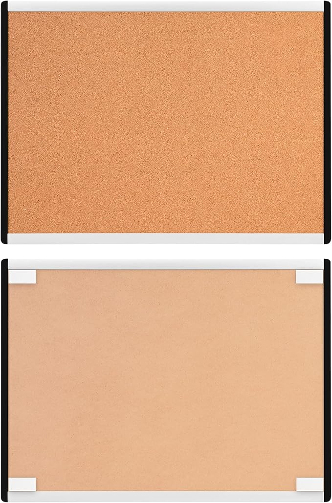 Amazon Basics Cork Bulletin Board, 17" x 23", Pin Board for Office & Home, Wall Organizer with Aluminum Frame, Lightweight, Easy to Install, 3-Pack