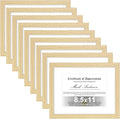 Vittanly 8.5x11 Picture Frames Set of 9, Shatter Resistant Plexiglass, Display 6x8 Pictures with Mat or 8.5x11 without Mat, Photo Frames for Wall or Tabletop, Engineered Wood, OAK