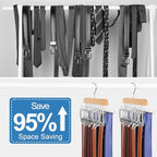 TOPIA HANGER 40 Hooks Belt Tie Hanger Space Saving for Closet, 2 IN 1 Belt Ties Racks Max 60 Belts with 60 Ties Capacity, Curved with Flat Hooks for Belts,Ties,Bras,Closet Organizers and Storage CT70N