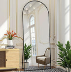 Prywot Arched Floor Mirror, 57 "x 20" Full Length Mirror Wall Mirrors Hanging or Leaning Arched-Top Full Body Mirrors with Stand for Bedroom, Dressing Room, Black