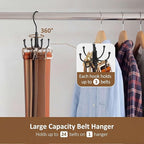 ZEDODIER Belt Organizer for Closet, Heavy-Duty Rotating Belt Hanger Rack Holds up to 24 Belts, Hanging Space Saving Metal Belt Holder for Closet Storage, Black