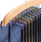 Tie Rack Hanger for Closet,360 Degree Rotating Tie Holder Organizer with 24 Folding Hooks,Wooden Men's Neck Tie Organizer Storage for Belts Tank Tops Scarves