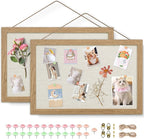 AKTOP 2-Pack Cork Bulletin Board with Linen 16.7" X 11", Small Framed Corkboard for Wall, Hanging Pin Board Picture Board for Home Office Decor, Cute Vision Board with 25 Pushpins (Carbonized Black)