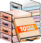 SpaceWhisper 10 Pack Clear Storage Bags, Plastic Blanket Storage Bags with Zipper and Handle, Moving Bags for Comforter, Bedding & Clothes, Closet Organizer and Under Bed Storage (15.7x13.8x3.9 Inch)