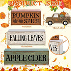 Lineshading 4 Pcs Fall Table Decoration for Home Fall Truck Decor Thanksgiving Tiered Tray Decor Rutic Thanksgiving Centerpiece Pumpkin Truck Block Signs Gift Farmhouse Autumn Decoration for Home