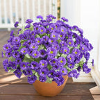 HyeFlora Artificial Fake Flowers for Outdoors Spring Summer Decor, 6 Bundles Faux Daisy Plants Silk Flowers for Outside Realistic UV Resistant for Outdoor Planter Porch Patio Balcony Yard Home, Purple