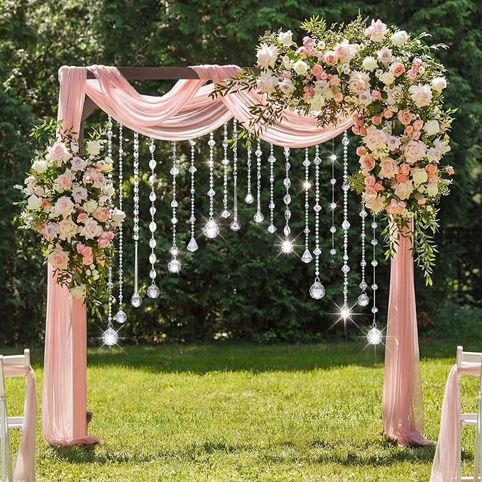 Soulchen 24 Pcs 20 Inch Clear Acrylic Crystal Garland Strands Large Hanging Chandelier Bead Chain String Wedding Icicle Drop Ornaments for Wedding Party Decor