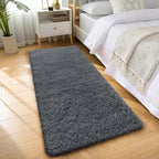 OLANLY 3x10 Machine Washable Runner Rugs for Hallway, Soft Fluffy Shaggy Bedside Rugs for Bedroom, Living Room, Indoor Floor Carpet for Kids Girls and Boys, Nursery Rooms, Home Decor Aesthetic, Grey