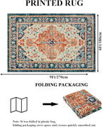 U'Artlines Boho Vintage Area Rug 6x9 Machine Washable Low Pile Soft Floor Carpet Non Slip Non Shedding Accent Rug for Living Room Bedroom Entryway Dining Room Office Orange/Multi
