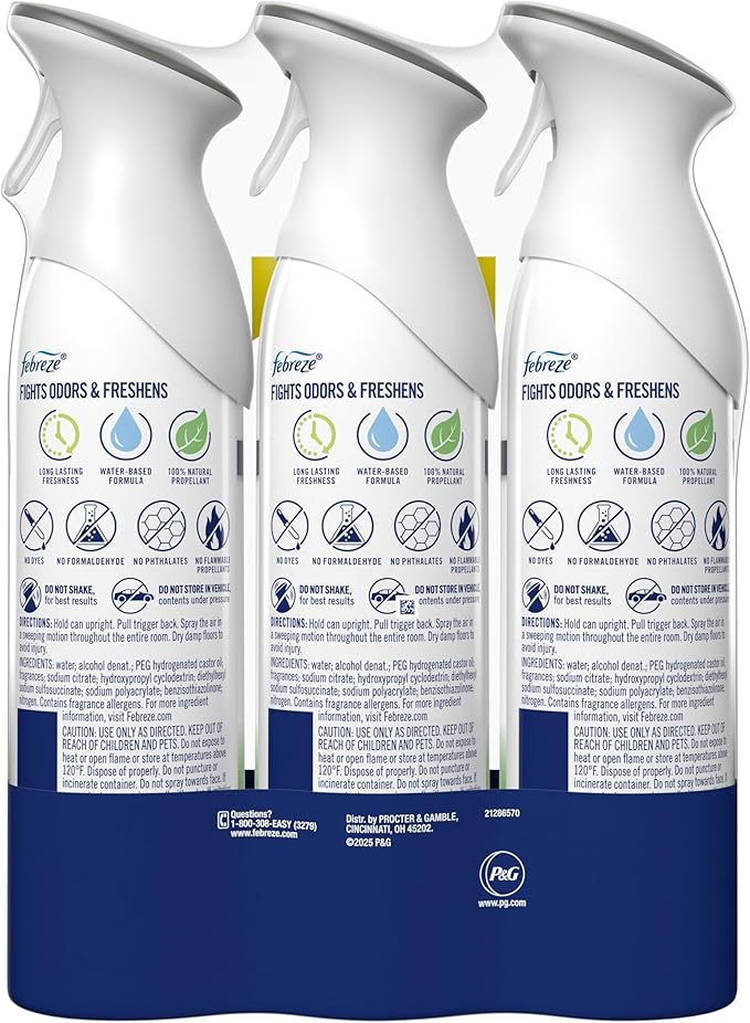 Febreze Air Mist, Air Freshener Spray, Odor Fighting Room Spray, Deodorizer for Home Bathroom Kitchen Apartment, Pet Odor Fighter Fresh Scent, 8.1oz (Pack of 3)