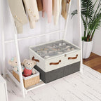 Shoe Organizer for Closet, Foldable Shoe Box with Adjustable Dividers and Clear Cover, Space Saving Shoe Storage Organizer Cabinet with Reinforced Handles, Fits 16 Pairs TP09WG