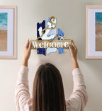 CoTa Global Atlantic Anchor Welcome Nautical Decor Sign - Nautical Themed Wood Sign, Beach Decor for Wall, Novelty White and Blue Starfish and Anchor Wooden Figure, Coastal Wall Decor Sign Accent